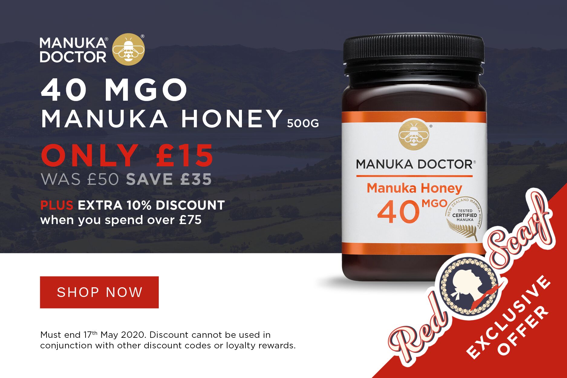 Manuka Doctor | 排毒养胃蜂蜜低至3折,还有限时额外9折满额减!
