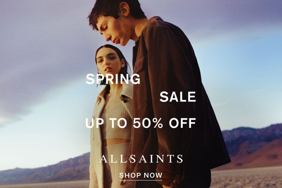 AllSaints男女服饰3折起!男士T恤£12收,女士上装£17