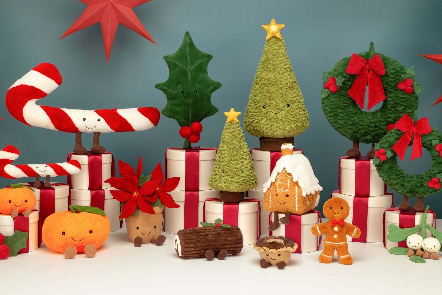 Jellycat圣诞新品这里上新!圣诞姜饼小人儿、雪人、树、花环等快来收