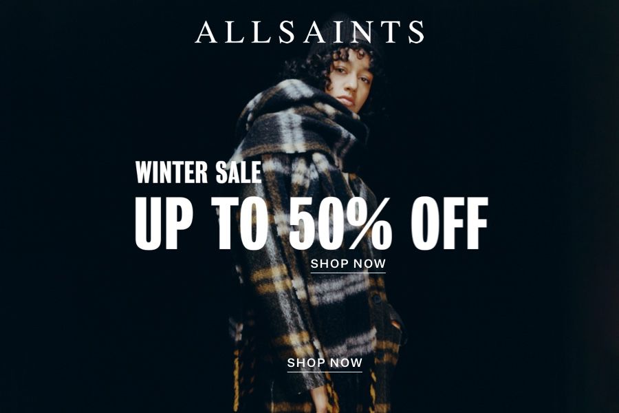 AllSaints冬季大促升级低至5折!机车夹克£191就能收,保暖棉衣也都有